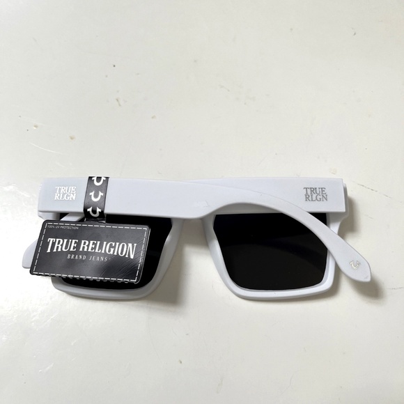 New Original TRUE RELIGION Oversized Square Shield Sunglasses Acetate White - Picture 5 of 6